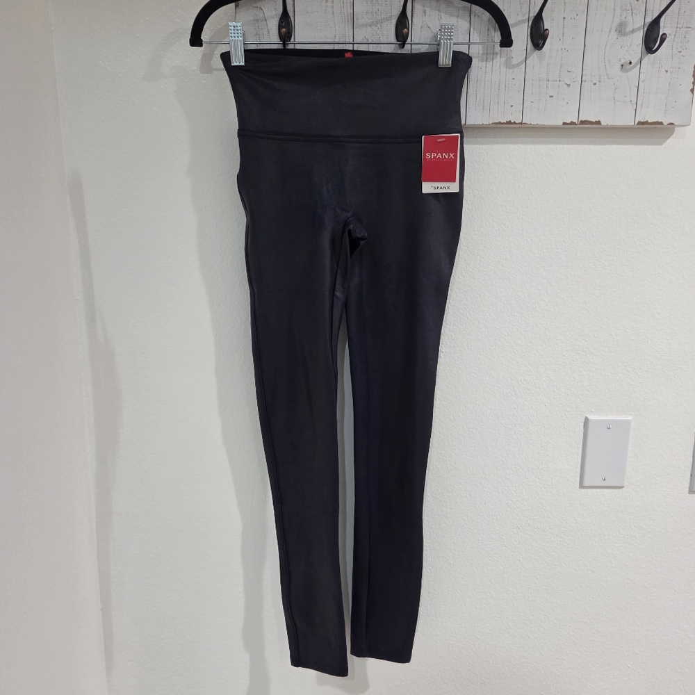Spanx Midnight Blue Faux Leather Leggings - Picture 4 of 6